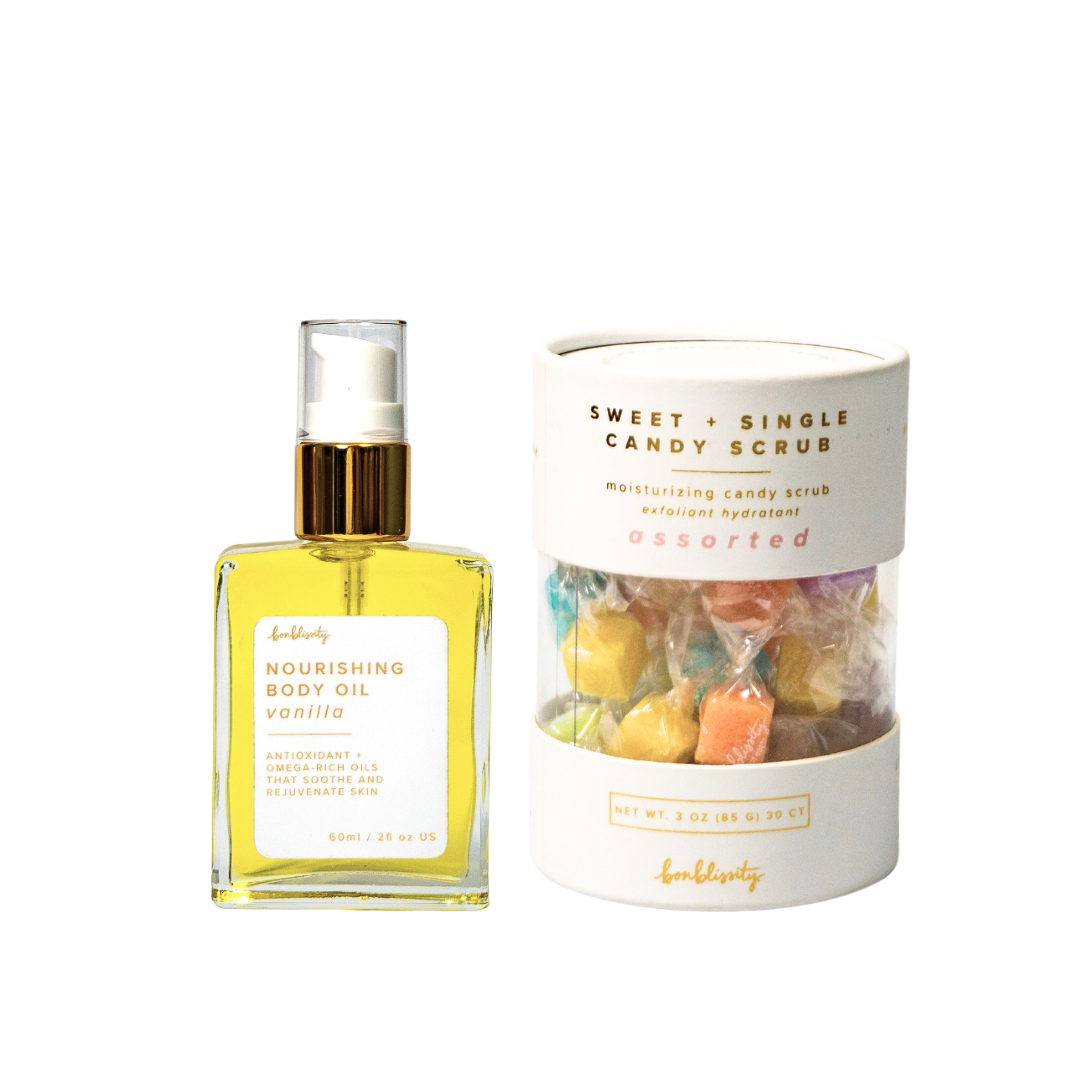 CHRISTMAS SPECIAL GIFT SET: Assorted Signature Cube Candy Scrubs + Nourishing Body + Gift Bag   Oil