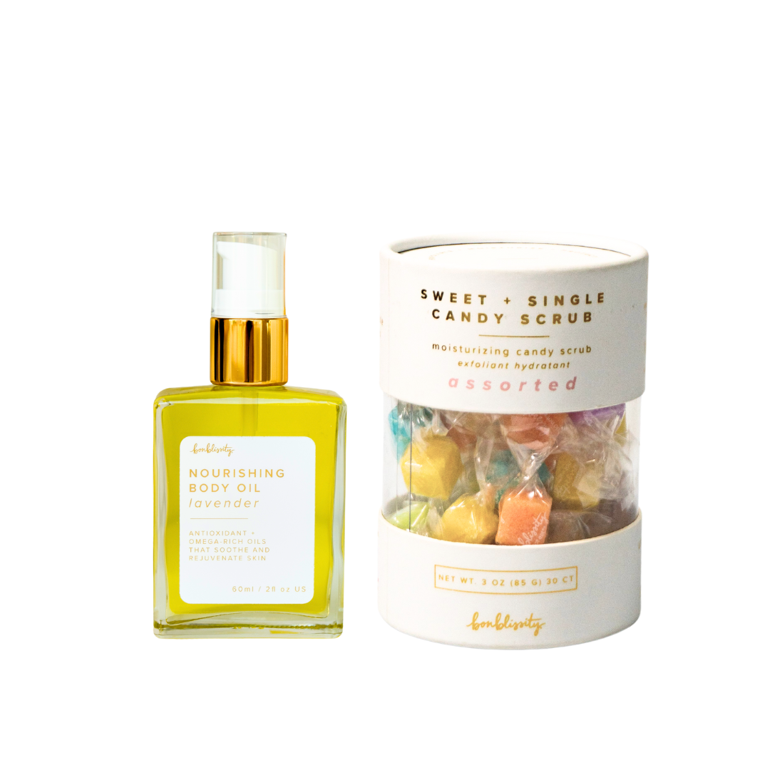 CHRISTMAS SPECIAL GIFT SET: Assorted Signature Cube Candy Scrubs + Nourishing Body + Gift Bag   Oil